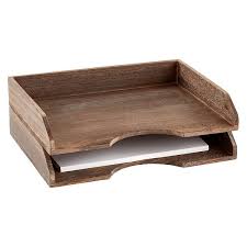 Feathergrain Wooden Stackable Letter Tray Letter Tray Office Storage Wooden Desk Organizer