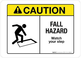 Caution Fall Hazard Wall Sign Wall Signs Hazard Safety Sign