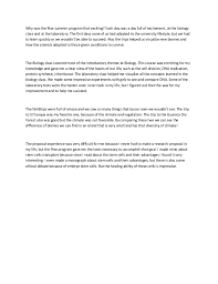 An event, a class, or a project, for example writing a reflective paper requires critical thinking and analysis. Reflective Essay Biology Course