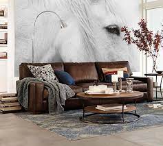 Pottery Barn Turner Sofa And Sofas Sectionals Chesterfield Leather Square Arm Grey Sea Living Room Leather Leather Couches Living Room Leather Sofa Living Room