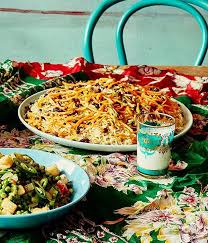 Fried sliced carrots and raisins are added. Parwana Afghan Kitchen Kabuli Palaw
