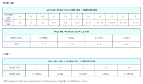 Comprehensive Miss Me Sizes Chart Conversion Thigh Size