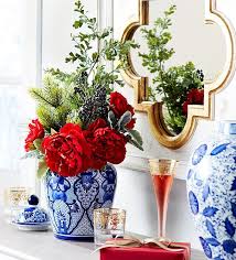 The Traditonalist Floral Arrangement Blue And White Ginger Jar Christmas Arrangements Christmas Floral Christmas Floral Arrangements