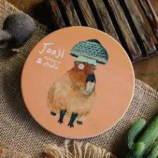 核桃水豚菇菇杯墊 啾吉手繪水彩 鶯歌陶瓷客製水彩插畫禮物 啾吉水彩 杯墊 pinkoi youtube design instagram decorative plates