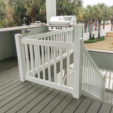 • rail kits include bottom beam, bottom rail, top beam, mounting brackets, mounting hardware, support foot (1 for 6', 2 for 8') and balusters. Weatherables Naples 3 Ft H X 8 Ft W White Vinyl Railing Kit Cwr R36 E8 The Home Depot In 2021 Vinyl Railing Backyard Landscaping Stair Railing Kits