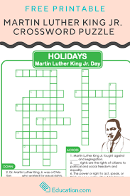 Martin Luther King Jr Crossword Puzzle Worksheet Education Com King Jr Martin Luther King Jr Martin Luther King