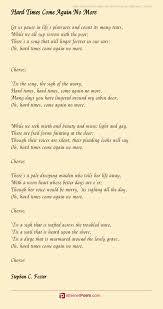 Hard Times Come Again No More Poem By Stephen C Foster