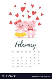 February 2019 Year Calendar Page Vector Image On Vectorstock Calendar Pages Valentine Day Wallpaper Hd February Wallpaper
