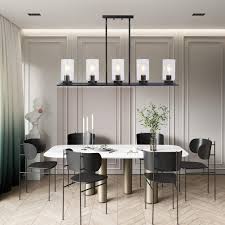 Lucidce Modern Farmhouse Chandelier Pendant Lighting For Kitchen Island Black 5 Lights In 2020 Dining Room Lighting Dining Room Light Fixtures Modern Kitchen Lighting