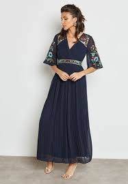 تسوق فستان مكسي مزين بالتطريزات ماركة فروك اند فرل لون كحلي في الكويت والجهراء Ffsw34ar Embroidered Maxi Dress Party Dresses For Women Frock And Frill