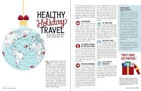 Or access the full online articles through the links below. Lindsey Desrosiers Healthy Holiday Travel Magazine Spread Concept