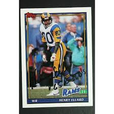 1991 stadium club #2 emmitt smith *psa 10 *mint. Henry Ellard Los Angeles Rams Autographed Signed 1991 Topps Football Card 536