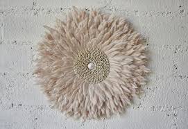 Juju feather hat multi rust tan & white wall decor. Light Pink Wall Decor Feather Shell Deco Wall Hanging Juju Hats Casachicstore