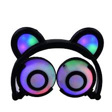 Techcomm K9 Portable Panda Ear Glowing And Blinking Led Headphones Walmart Com Led Headphones Headphones Kids Headphones