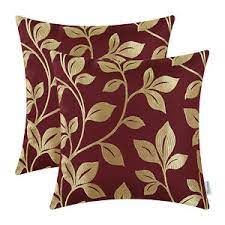 Porch & den cosner microfiber velvet throw pillow covers (set of 2). 2pcs Burgundy Gold Cushion Covers Pillows Cases Shells Leaves Home Decor 18x18 600607972979 Ebay