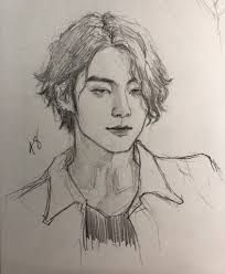 On Jungkooklonghair On Twitter A Tribute To Jungkook S Long Hair May It Rest In Peace Sketsa Cara Menggambar Ilustrasi