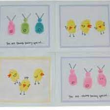 Pick your favorite colors and make a card that will be remembered for years to come. Fingerprint Easter Cards Easter Cards For Kids To Make Easter Projects Easter Cards Easter Activities