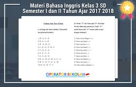 Feb 11, 2021 · contoh soal bahasa inggris kelas 3 sd ini berjumlah 50 soal. Materi Bahasa Inggris Kelas 3 Sd Semester I Dan Ii Tahun Ajar 2017 2018 Operator Sekolah