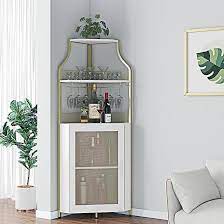 Amazon.com: IDEALHOUSE Corner Wine Bar Cabinet with Detachable Wine Rack,  Bar Cabinet with Glass Holder, Small Sideboard and Buffet Cabinet with Mesh  Door (Gold) : Home & Kitchen