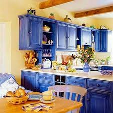 Nice Blue And Yellow Kitchen Blue Kitchen Cabinets Kitchen Cabinets Makeover Country Kitchen