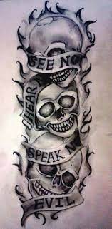 Yantra tattooing or sak yant (thai: See No Evil Hear No Evil Speak No Evil Skull Tattoo Design 18 Skull Tattoo Design Evil Tattoos Skull Tattoos