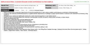 industrial cleaner cv resume sample