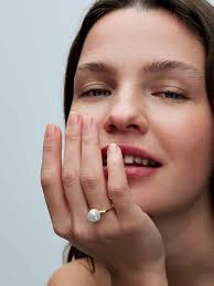 Pearl Rings For Women Freshwater Cultured Pearl Ring With Black Spinel In  Sterling Silver Silver Rings For Women