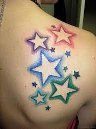 Upper back shoulder tattoos are very popular with men all over the world because they emphasize broad shoulders and back muscles. Mytattooland Com Colorful Star Tattoo Ideas Star Tattoo On Shoulder Star Tattoos Star Tattoo Designs