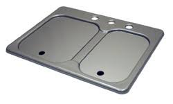 double bowl brushed nickel sink with cover