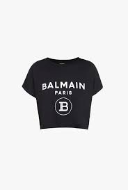 Balmain Black And Gold T Shirt Short Black Cotton T Shirt With White Balmain Logo Print For Women Balmain Com In 2020 Balmain White Cotton T Shirts Balmain Shirt