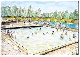 Hohenmolsen Ehem Freibad Gez Helmut Bisovski Zeichnungen Freibad Buntstifte