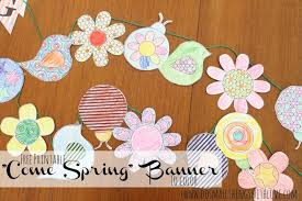 Colorable Spring Banner Free Printable And Mfb Catholic Sprouts Spring Banner Spring Crafts Free Printable Coloring