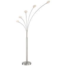 Lite Source Zale Brushed Nickel 5 Light Led Arc Floor Lamp 33j02 Lamps Plus
