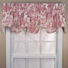 Ellis Curtain Victoria Park Toile 15 In L Cotton Scallop Valance In Red 730462568458 The Home Depot Red Kitchen Curtains Curtains Valance