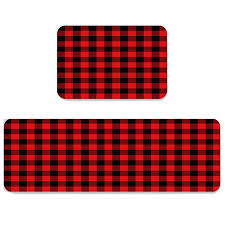 But as you can imagine, kitchen mats get filthy! 2 Piece Kitchen Mat Non Slip Floor Mat Bathroom Area Rugs Doormat Runner Rug Set Kitchen Carpet Rustic Red Black Buffalo Check Plaid Pattern 40x60cm 40x120cm Wish