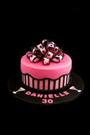 Birthday Cakes For Ladies 30th Pink And Black Bow And Stripes Red Pink Pink Birthday Cakes 30th Birthday Cake For Women 70th Birthday Cake For Women