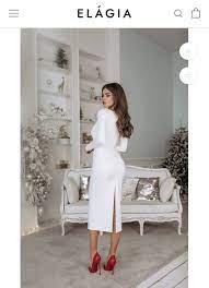 Elagia Alexa Queen Anne Neckline Midi Dress | eBay