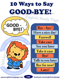 10 Ways To Say - GOODBYE! in English - English Study Page