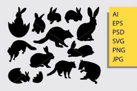Download Rabbit Animal Silhouette Graphic By Cove703 Creative Fabrica Tier Silhouette Kaninchen Maskottchen SVG Cut Files