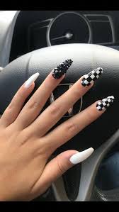 Matte Black Acrylic Nail Ideas 50 Matte Black Coffin Nail Ideas Trend This Year 9 With Images Checkered Nails