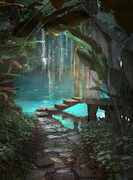 Path To Waterfall In The Jungle By Stephani Elizabeth On 500px Fantasy Art Landscapes Fantasy Landscape Beautiful Landscapes