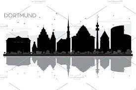 Dortmund germany city skyline with color buildings, blue sky and reflections. Dortmund Germany City Skyline City Skyline City Silhouette City
