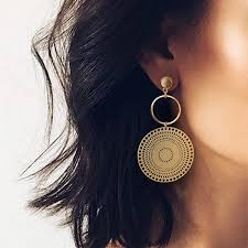Natural stone round stud earrings. 1 Pair Vintage Earrings For Women Gold Medallion Long Hollow Big Round Drop Hoop Earrings Geometric Big Round Earrings For Women Bohemian Style Charm Drop Dangle Earrings Women Jewelry Accessories Gifts Wish