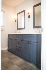Bathroom Reno Navy Grey Stonewood Vanity With Quartz Too And Matching Mirrors Slate Tile Wayfair Sc Grey Bathrooms Slate Bathroom Tile Grey Bathroom Cabinets