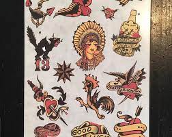 Sailor Jerry Tattoo Designs Flash Poster Print Etsy Sailor Jerry Poster Prints Sailor Jerry Tattoos