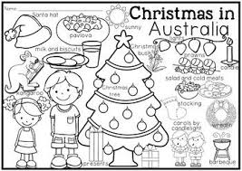 Christmas Around The World Coloring Pages And Vocabulary Posters Christmas Worksheets Christmas Cards Drawing Christmas In Australia