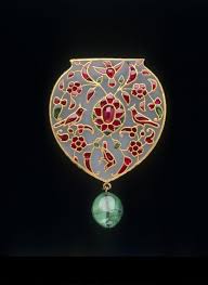 Mughal India falcon archer's ring with ruby eyes