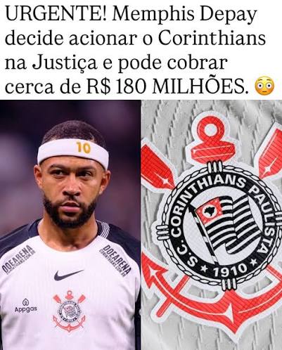 Memphis Depay decidiu acionar o Corinthians na Justi&ccedil;a e pode cobrar cerca de R$ 180 milh&otilde;es, segundo o ge. O valor inclui a d&iacute;vida atual de aproximadamente R$ 77 milh&otilde;es e o
