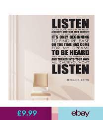 Beyonce Wall Art Sticker Listen Lyrics Decal Music Quote L5 Music Quotes Beyonce Lyrics Beyonce Wall Art