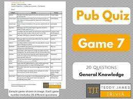 It sounds like the wackiest idea ever: Trivia Questions For Pub Quiz Game 7 20 General Knowledge Etsy In 2021 Pub Quiz Trivia Questions And Answers Trivia Quiz Questions